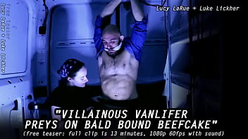 Villainous vanlifer preys on bald bound beefcake