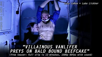 Villainous vanlifer preys on bald bound beefcake