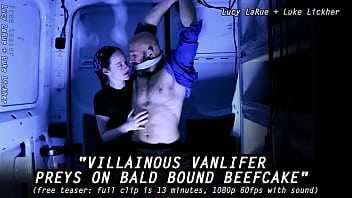Villainous vanlifer preys on bald bound beefcake