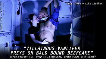 Villainous vanlifer preys on bald bound beefcake