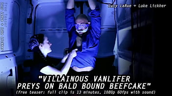 Villainous vanlifer preys on bald bound beefcake
