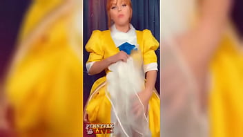 Hot solo cosplay peformance of teasing redhead penny pax