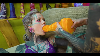 2 heavy tattoo girls get ass fucked by a big dick