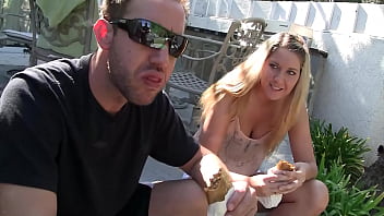 Alysha takes on her boyfriends cock in the bathroom where they are staying