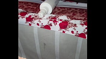 Horny wife fucks herself with a huge object