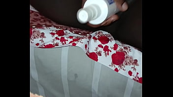 Horny wife fucks herself with a huge object