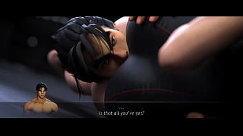 Reverse headscissors on a wrestling ring