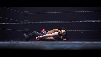 Reverse headscissors on a wrestling ring