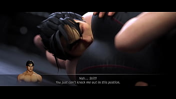 Reverse headscissors on a wrestling ring Reverse headscissors on a wrestling ring