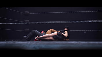 Reverse headscissors on a wrestling ring