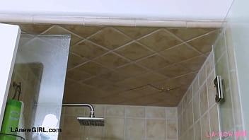 Pretty brunette model enjoys a sensual bath