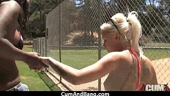 Nasty black girl grouped and facialed 19