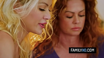 Step nana and step mom teach stepdaughter how to fuck like a pro