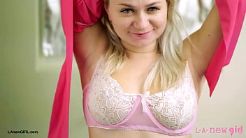 Youthful blonde trendsetter enjoys a sensual bath