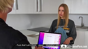 Blonde in black lingerie suck my cock in pov