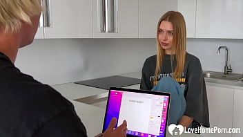 Blonde in black lingerie suck my cock in pov