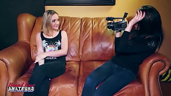 Cute blonde ryann and horny brunette olyssia share a big cock to suck