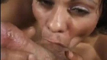 Ebony slut sucking cock point of view