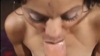 Ebony slut sucking cock point of view