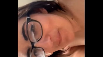 Candidsandra gets a thick load of cum all over her glasses