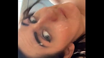 Candidsandra gets a thick load of cum all over her glasses