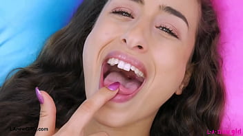 Fierce brunette glow naked close up