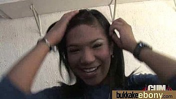 Huge cocks cover their black face in cum 7