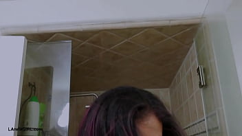 Smoldering dark haired muse enjoyed a sensual a bath