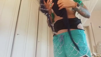 My stepsister tries on her new bikini she doesn't know she is being watched by me