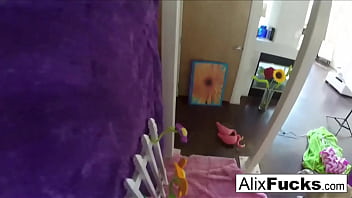 Blonde babe shows her sweet pussy