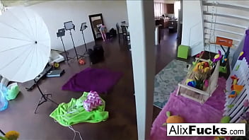 Blonde babe shows her sweet pussy