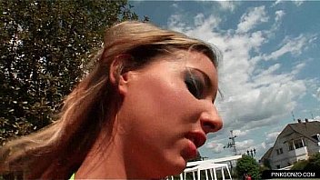 Great latina girl enjoying pussy massage in public