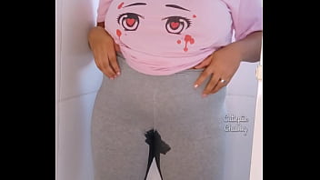 Bbw ebony peeing on leggings