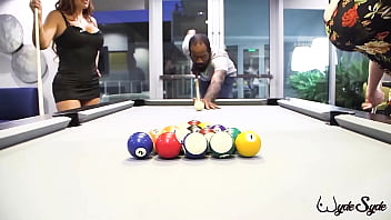 Sara jay & nikki ferrari smooch as they get pounded & smacked by shaun