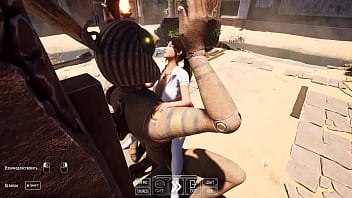 An ancient statue awakened and began to fuck lara in an arena with 1 000 spectators 3d hentai game