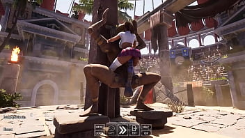 An ancient statue awakened and began to fuck lara in an arena with 1 000 spectators 3d hentai game