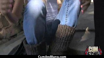 Busty ebony whore gangbanged and covered in cum 17