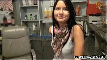 Receptionist flashes boobs and banged for money