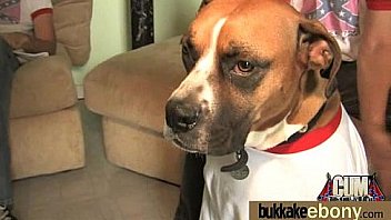 Gorgeous ebony lady sucks white dicks and gangbang fucking 19