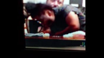 Sweet brown sugar sucking a big white cock