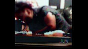 Sweet brown sugar sucking a big white cock