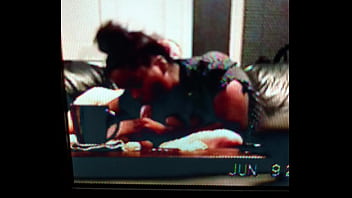 Sweet brown sugar sucking a big white cock