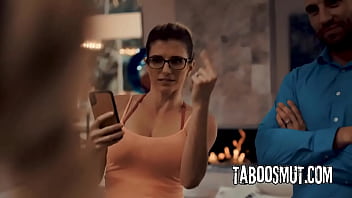 Blonde milf coach seduce a teen cheerleader into a threesome with her husband