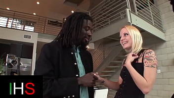 Horny blonde girl also penetrated in the ass by a big african cock