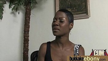 Ebony gets group cumshots 10
