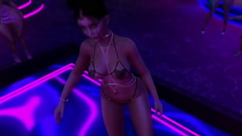 Exhibitionist in microbikini clubbing and dancing
