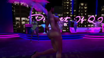 Exhibitionist in microbikini clubbing and dancing