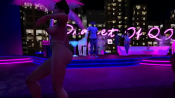 Exhibitionist in microbikini clubbing and dancing