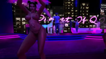 Exhibitionist in microbikini clubbing and dancing