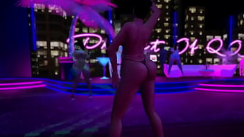 Exhibitionist in microbikini clubbing and dancing